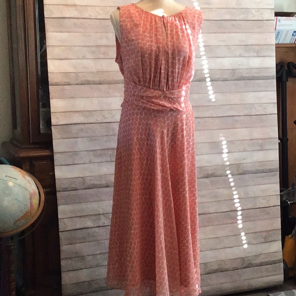 karin stevens Coral Pink Sleeveless Maxi with Geometric Print